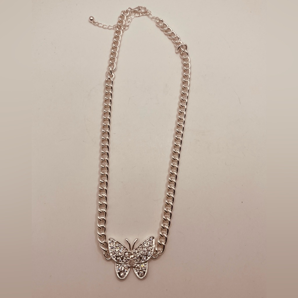 Silver Plated Necklace For Women Butterfly Design